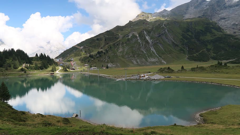 swiss, titlis, alps, trubsee, mountain, water, scenics - nature, HD wallpaper