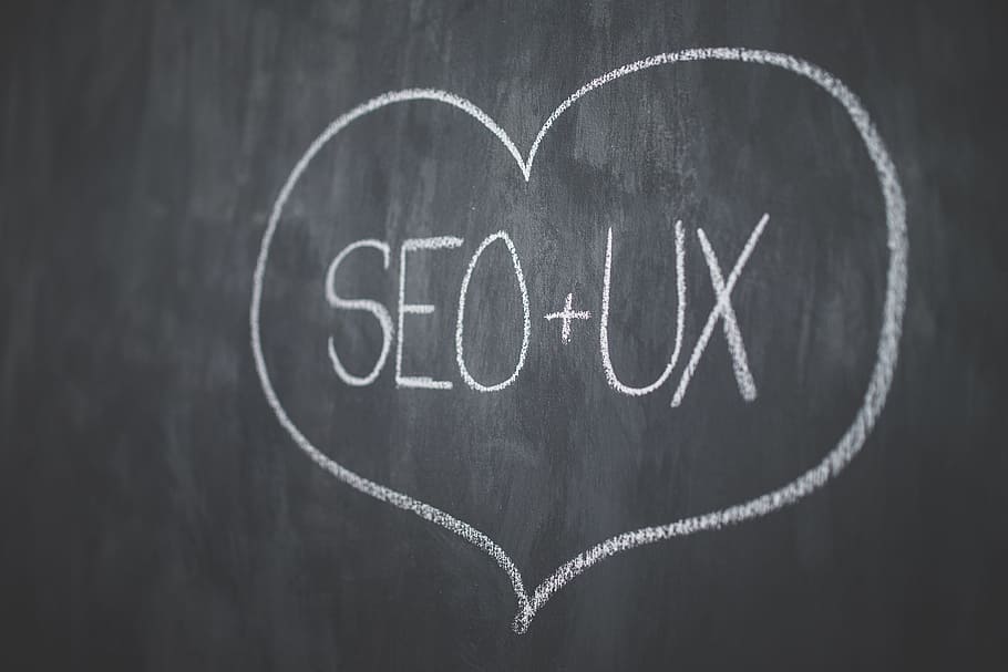 Seo + UX chalk illustration, Chalkboard, Love, Heart, words HD wallpaper