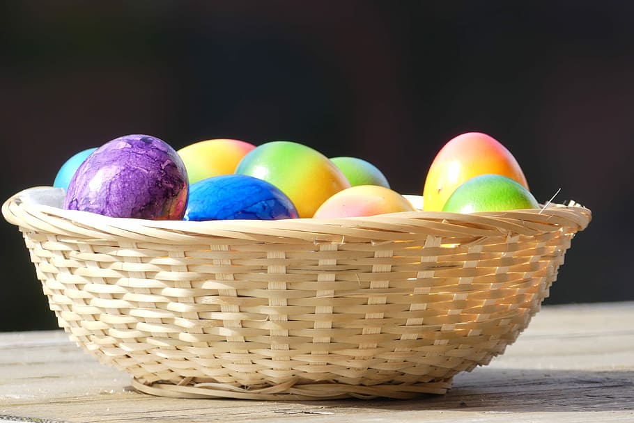 easter, basket, egg, color, colorful, painting, food, multi colored HD wallpaper