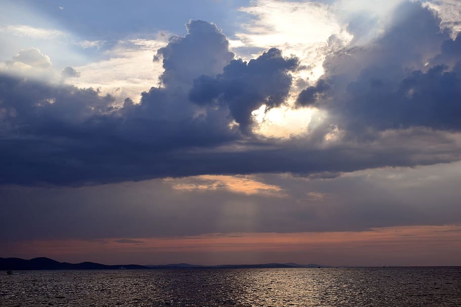 Sunset, Clouds, Sea, Adriatic, summer, zadar, coast, scenics HD wallpaper