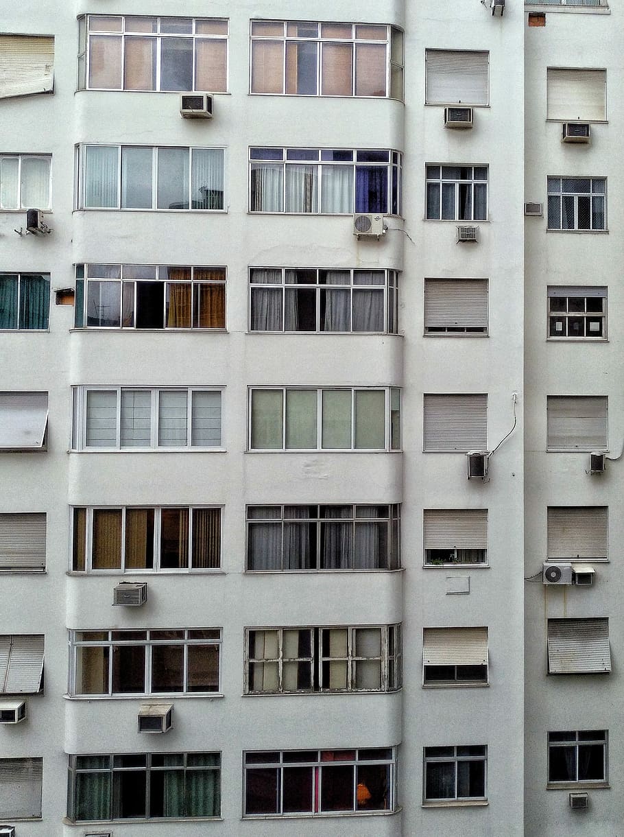 gray concrete building, white concrete high-rise building, facade HD wallpaper