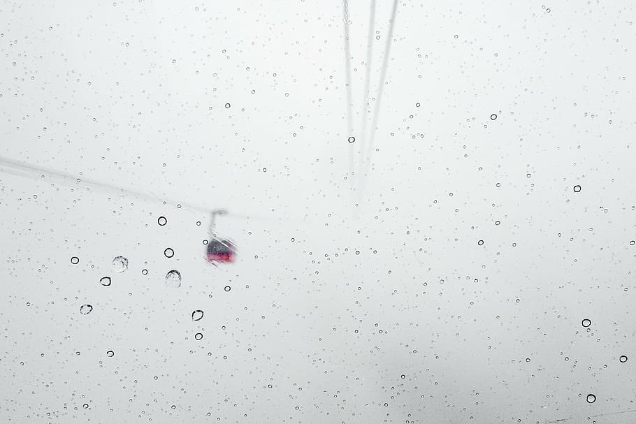 close up view of water drops, snow, blizzard, gondola lift, skiing, HD wallpaper
