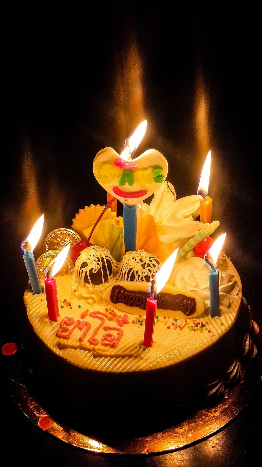 happy, cake, sweet, flame, birthday, candle, anniversary, burning HD wallpaper