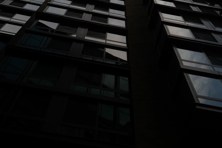 low-angle photography of building, low angle photo of white and brown concrete building HD wallpaper