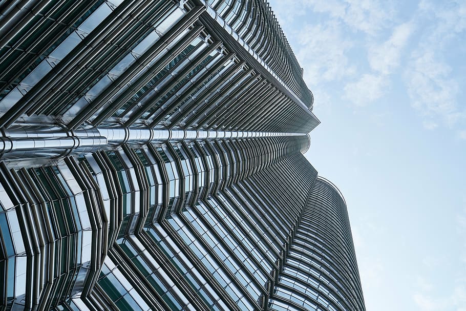 low-angle photo of a clear glass building during day, malaysia HD wallpaper
