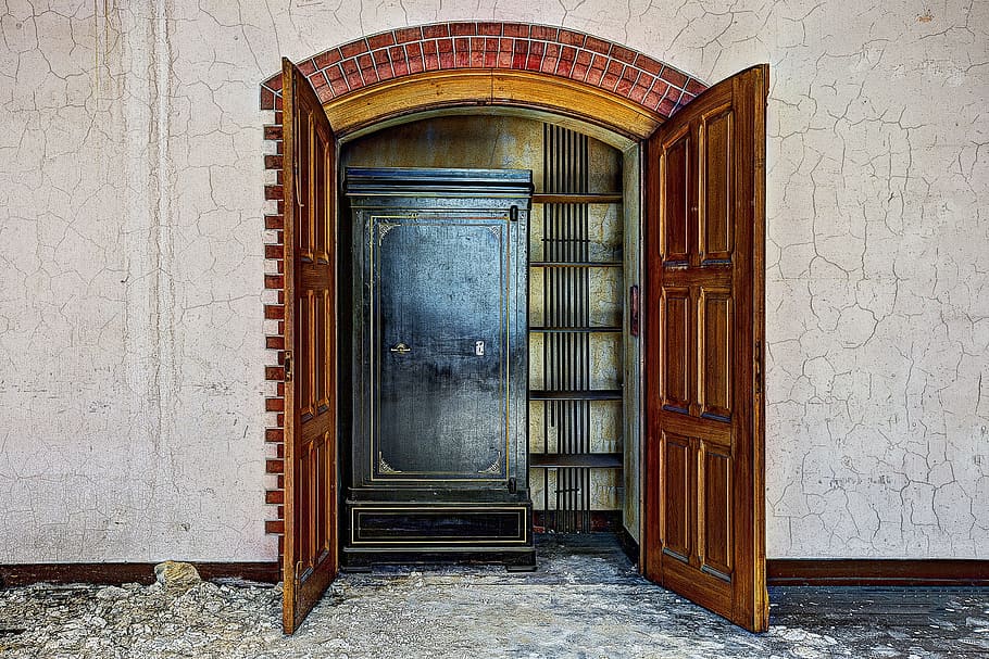 photography brown wooden door, closet, monastery, architecture HD wallpaper