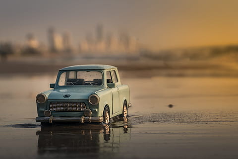 A miniature car on the beach, various, outdoors, old-fashioned HD wallpaper
