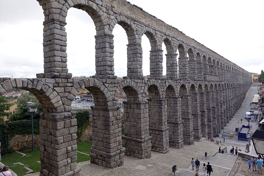 aqueduct of segovia, roman aqueduct, monument, architecture, HD wallpaper