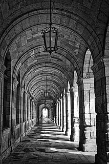 corridor, arcade, arches, passage, perspective, architecture HD wallpaper