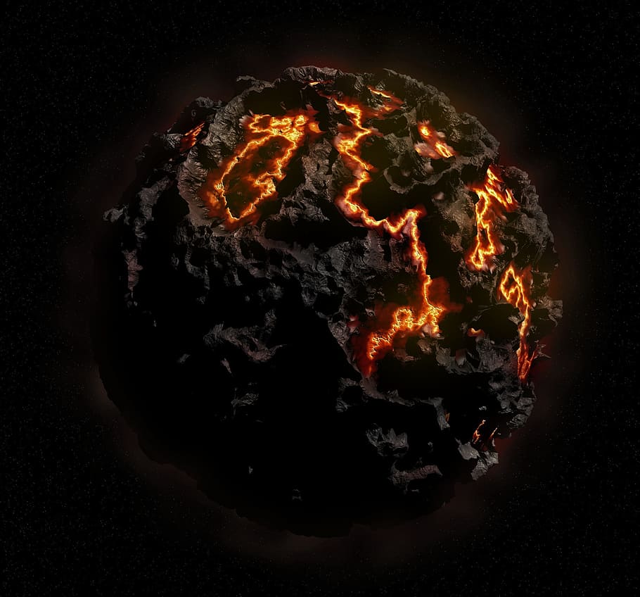 meteorite illustration, planet, apocalypse, space, science, world