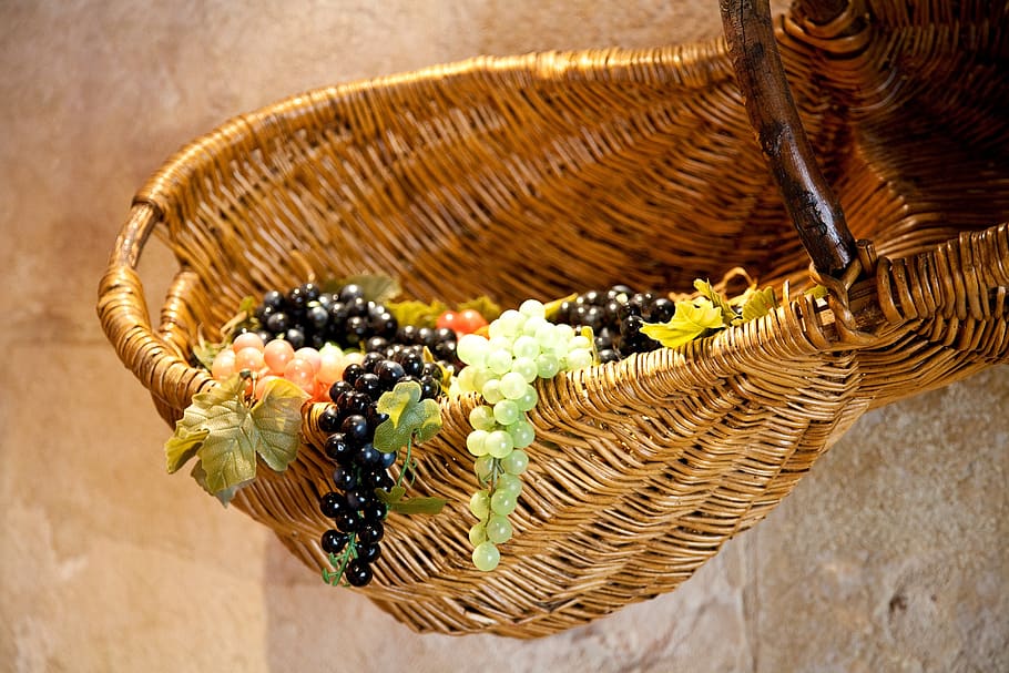basket, fruit, summer, cornucopia, container, wicker, food and drink HD wallpaper