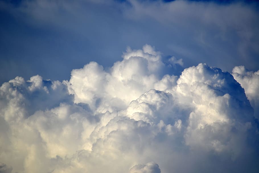 photo of clouds during daytime, sky, white, blue, fluffy, cloud - sky HD wallpaper