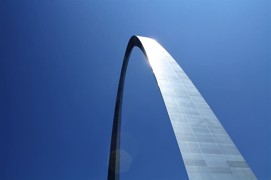 Low-angle Photography of Gateway Arch in St. Louis, architectural design