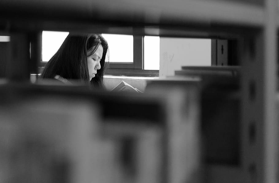 Documentary, Black And White, Nikon, library, people, read HD wallpaper