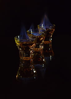 Flaming, Shot, Alcohol, Fire, Flame, Burn, flaming shot, shot glass HD wallpaper