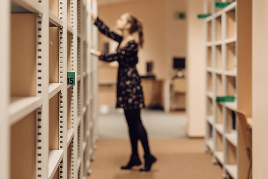 women's black scoop-neck dress, people, academic, blurred, book HD wallpaper