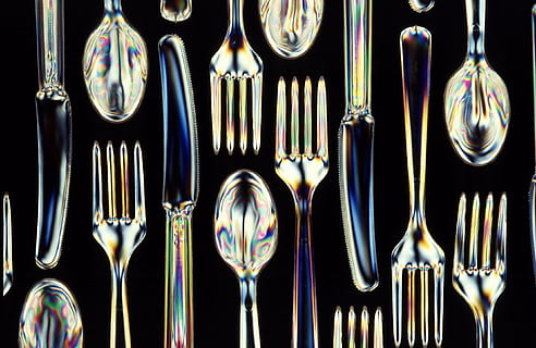 gray and brown flatware set, cutlery, tableware, fork, knife HD wallpaper