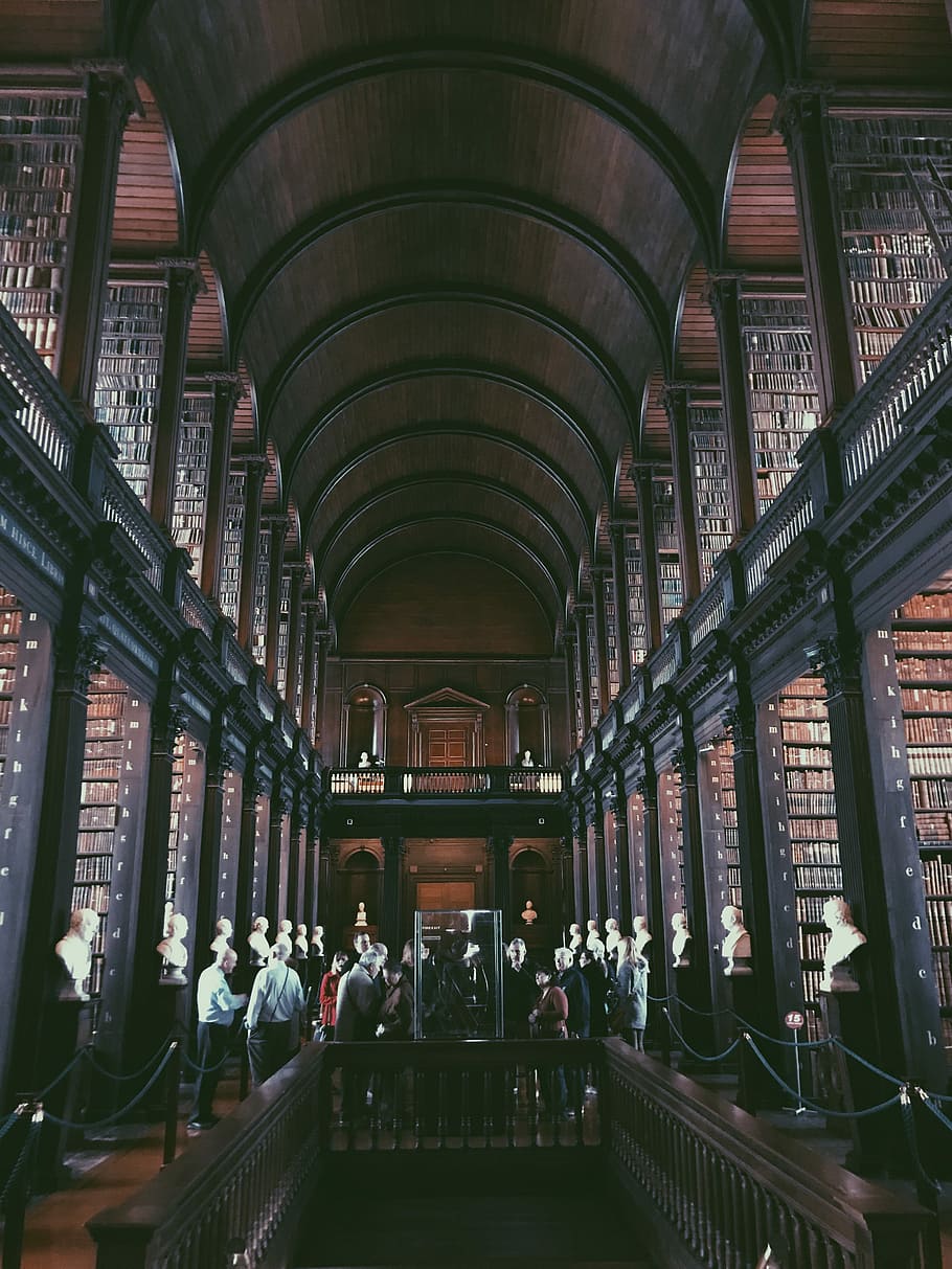 Trinity College Library, black and brown hallway, building, architecture