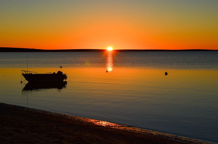 sunset, calm, landscape, tranquil, seascape, relaxing, water HD wallpaper