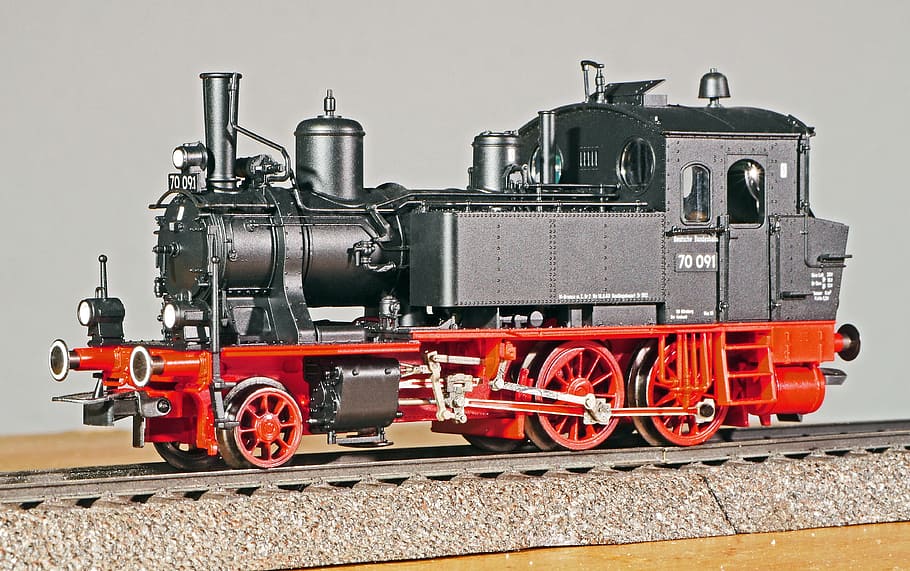 steam locomotive, model, scale h0, 1-87, locally ground, bavarian