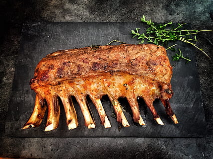 grilled ribs, lamb, meat, dinner, butcher, cooking, barbecue HD wallpaper