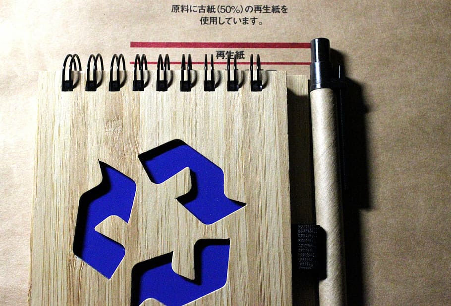 recycle logo, recover, muji, recycled, indoors, close-up, no people