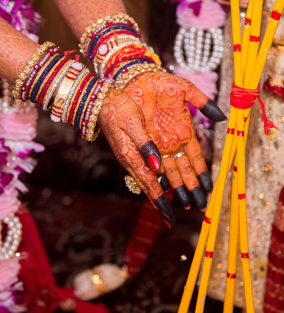 person showing tattoo on hands, ceremony, fire, female, bridal, HD wallpaper