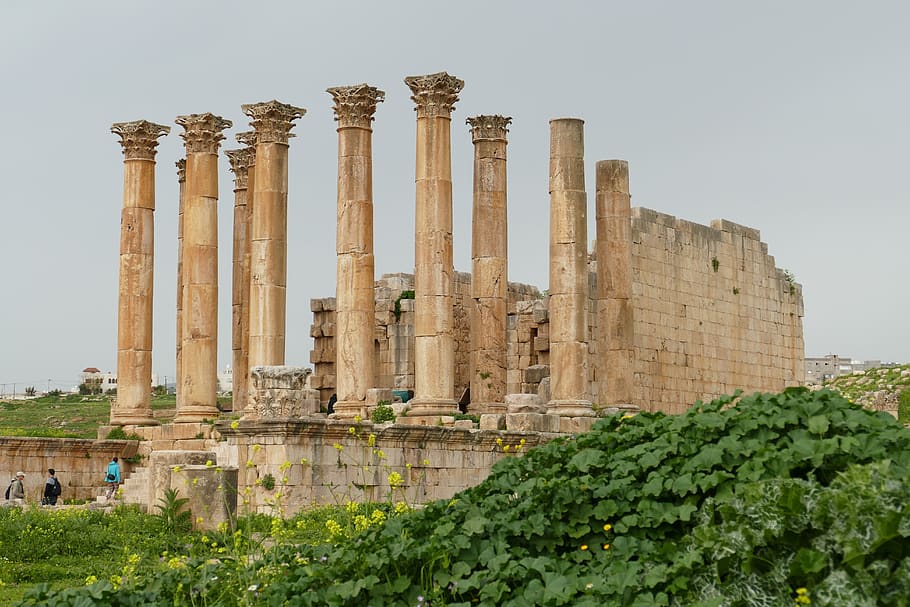 jordan, jerash, gerasa, ruin, pillar, antiquity, temple, roman, HD wallpaper