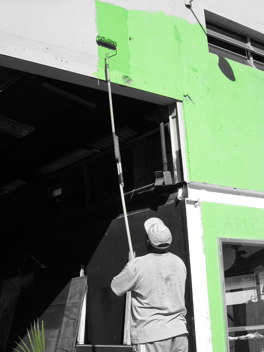 paint, painter, painting, green, tint, greyscale, color, outside HD wallpaper