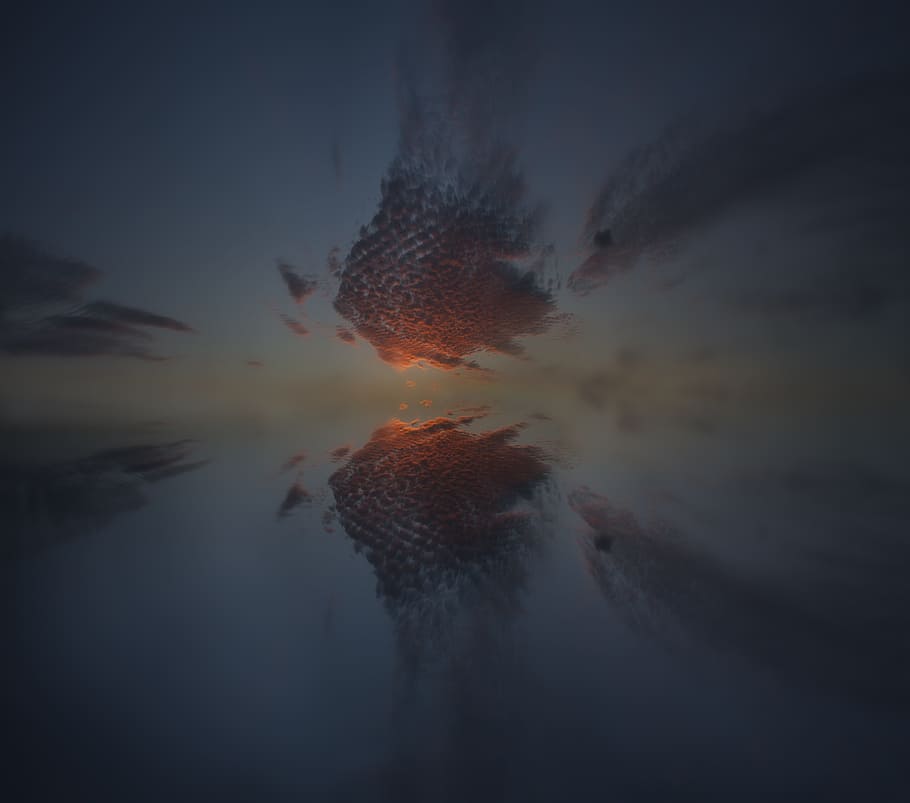 sunset, reflection, blue, water, sunlight, horizon, seascape HD wallpaper