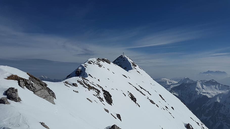 snow covered mountain during daytime, gaishorn, alpine, tannheimer mountains, HD wallpaper