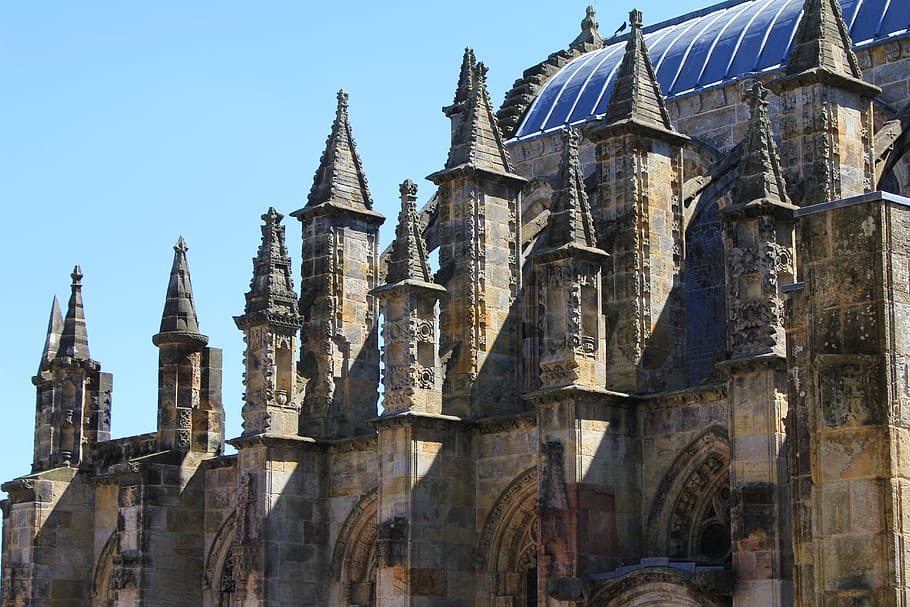 rosslyn chapel, gothic architecture, scotland, da vinci code HD wallpaper