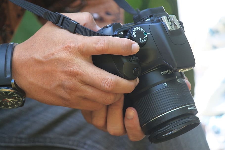camera, canon, dslr, dslr camera, digital camera, human hand HD wallpaper