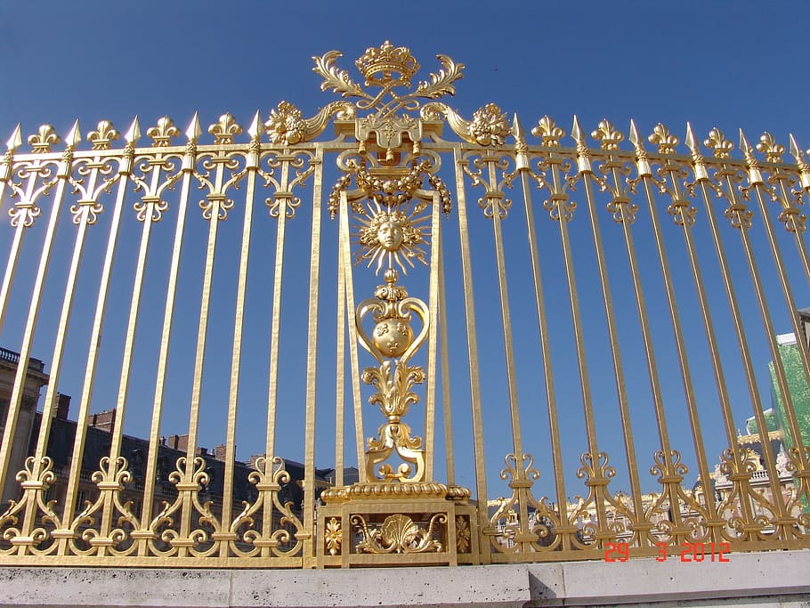 gate, gold, sun king, architecture, built structure, gold colored HD wallpaper