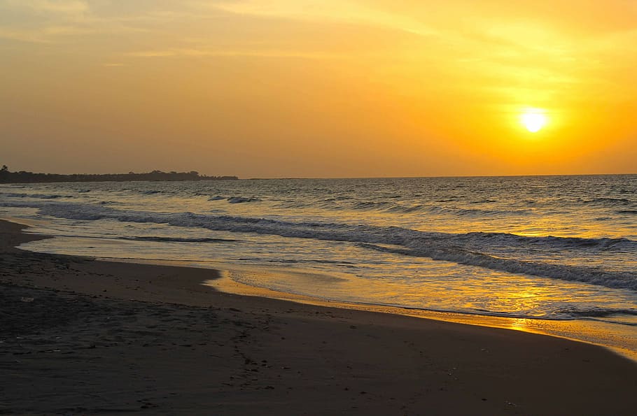 sunset, beach, beach sunset, nature, evening, horizon, sky HD wallpaper