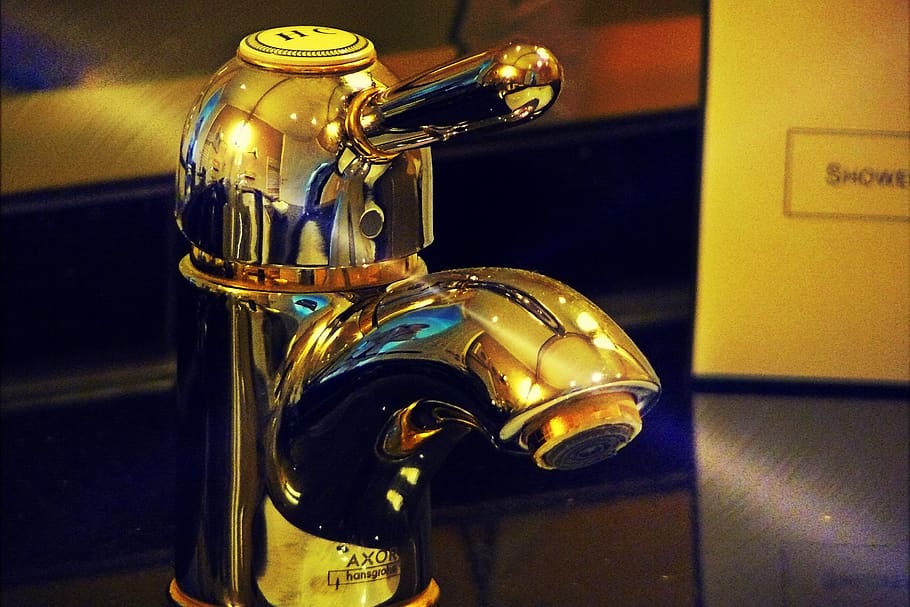 faucet, bathroom, sanitaryblock, metal, mixer tap, wash, valve, HD wallpaper