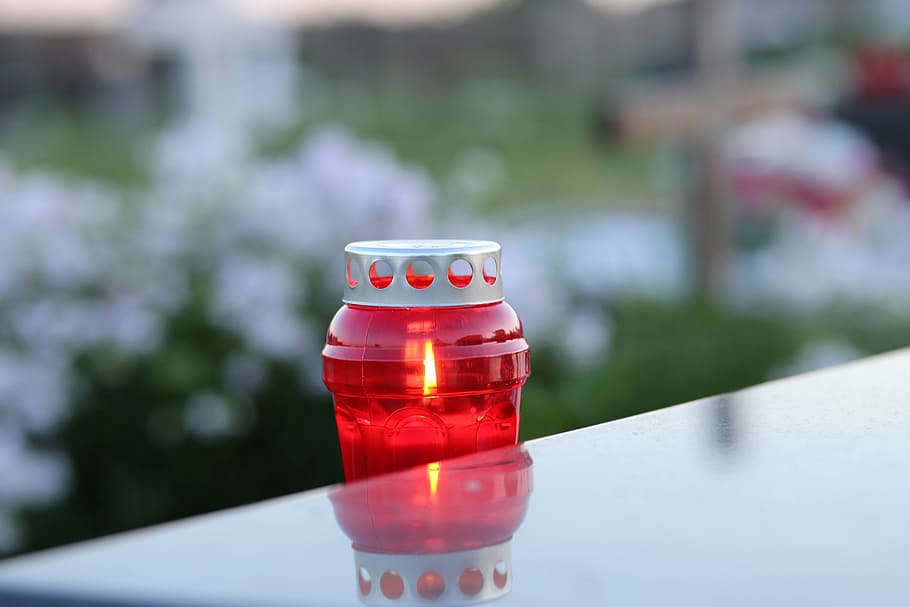 Candle, Flame, Reflection, Evening, decoration, gravestone HD wallpaper