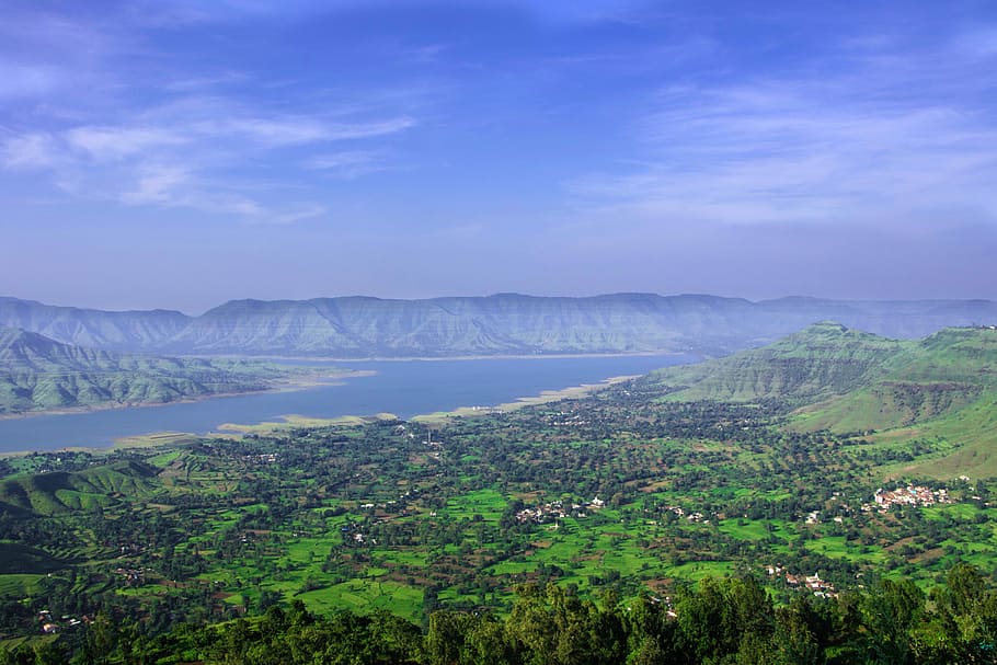 Landscape with sky and hills in Panchgani, India, photos, horizon, HD wallpaper