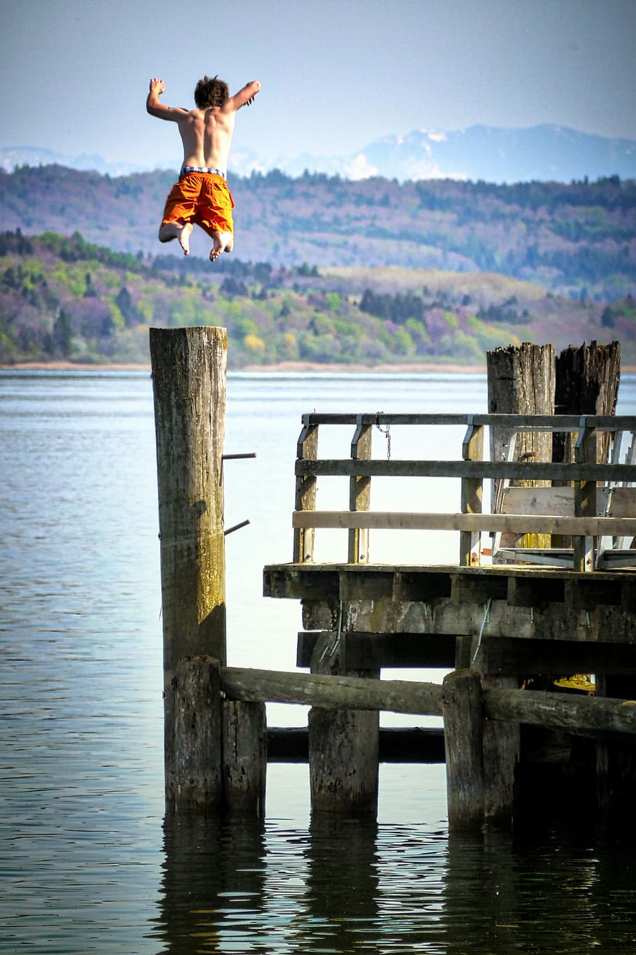 waters, lake, reflection, nature, sky, swim, ammersee, jump HD wallpaper