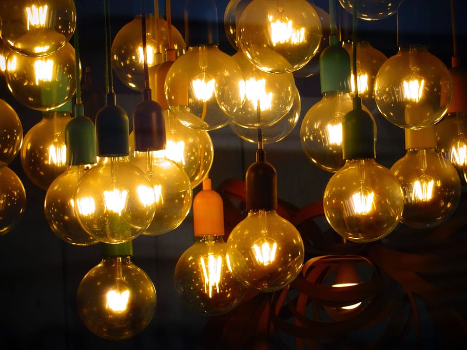 lights, night, dark, glass, blur, bulbs, close-up, glow, illuminated HD wallpaper