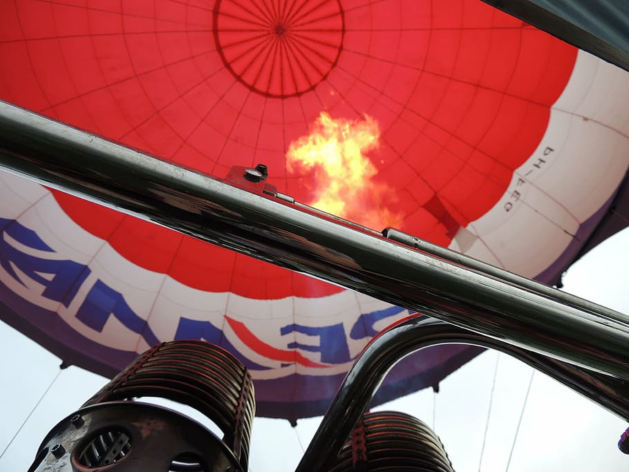 balloon, heat, height, burning, flame, fire, low angle view HD wallpaper