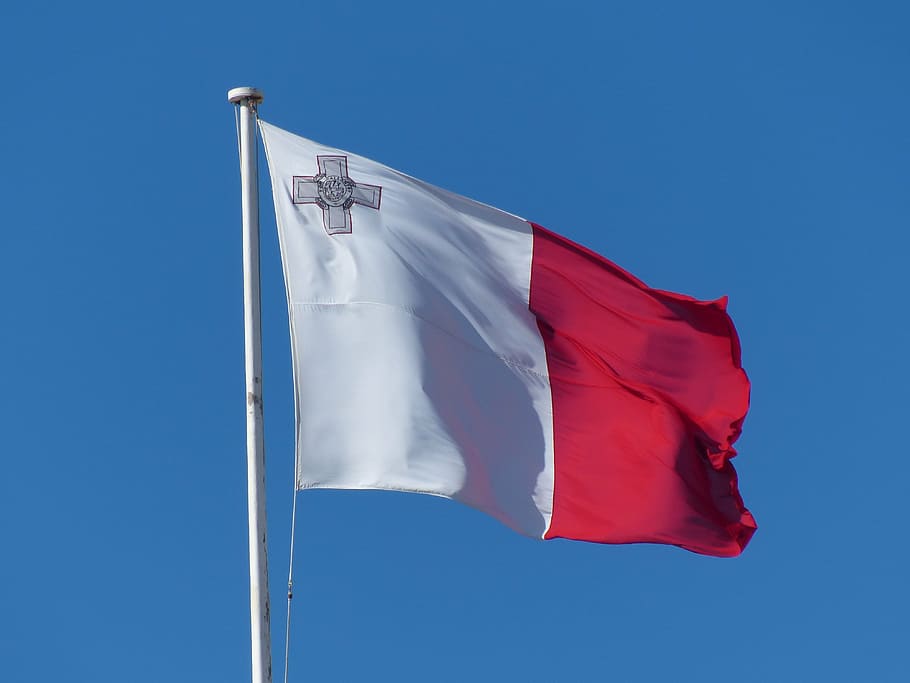 flag, malta, brier, blow, patriotism, wind, blue, environment, HD wallpaper