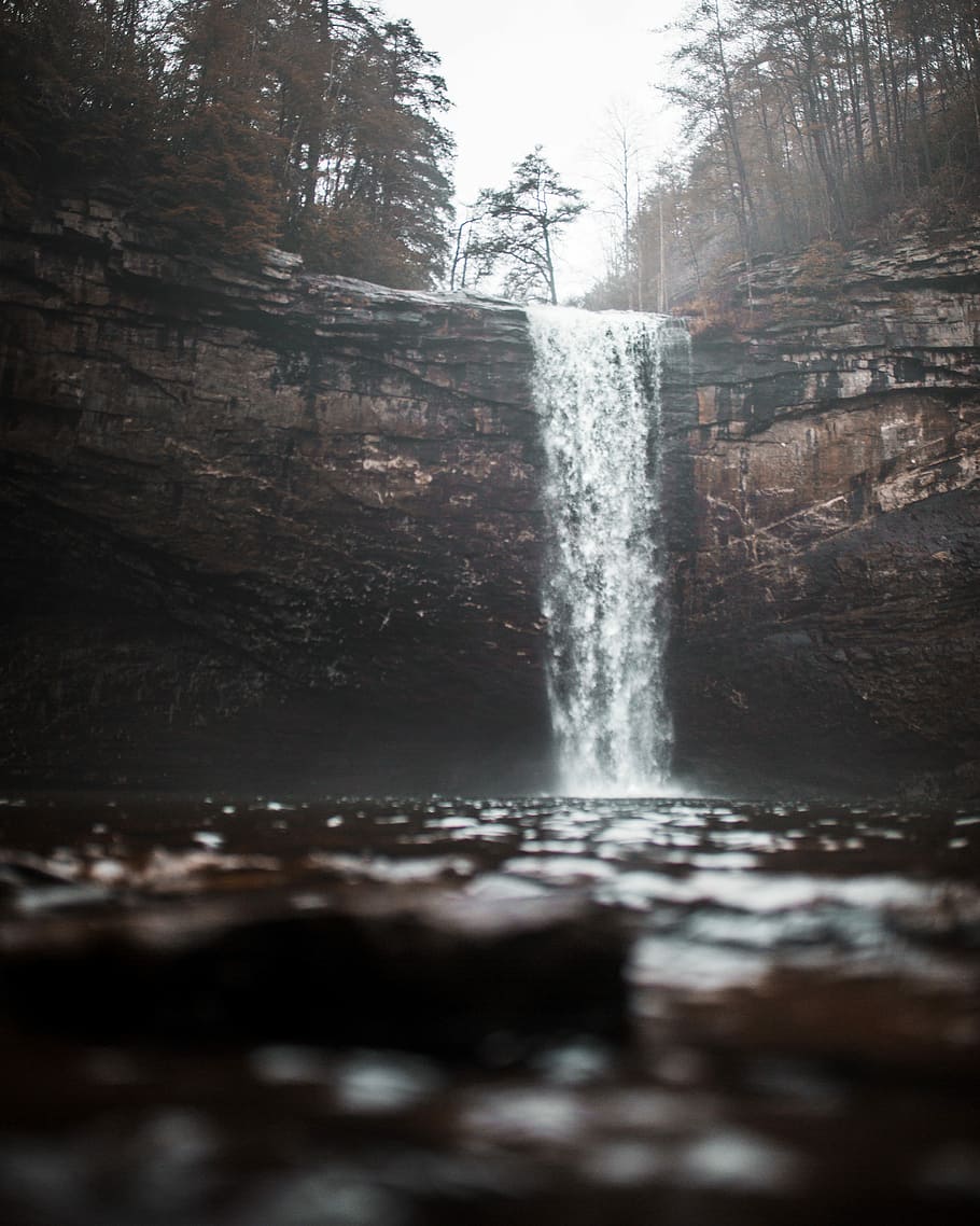 view of waterfalls, time lapse photography of waterfall, pool HD wallpaper