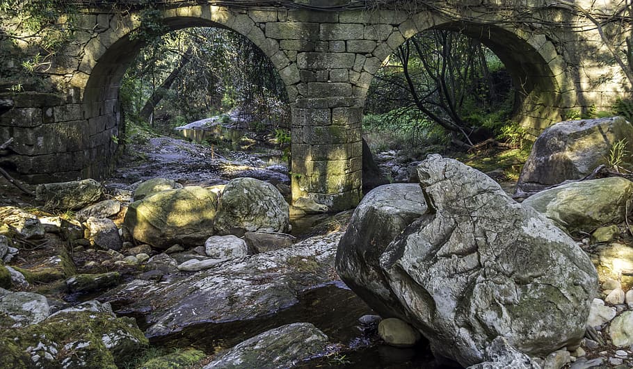 bridges, rio, forest, mountains, portugal, nature, solid, rock HD wallpaper