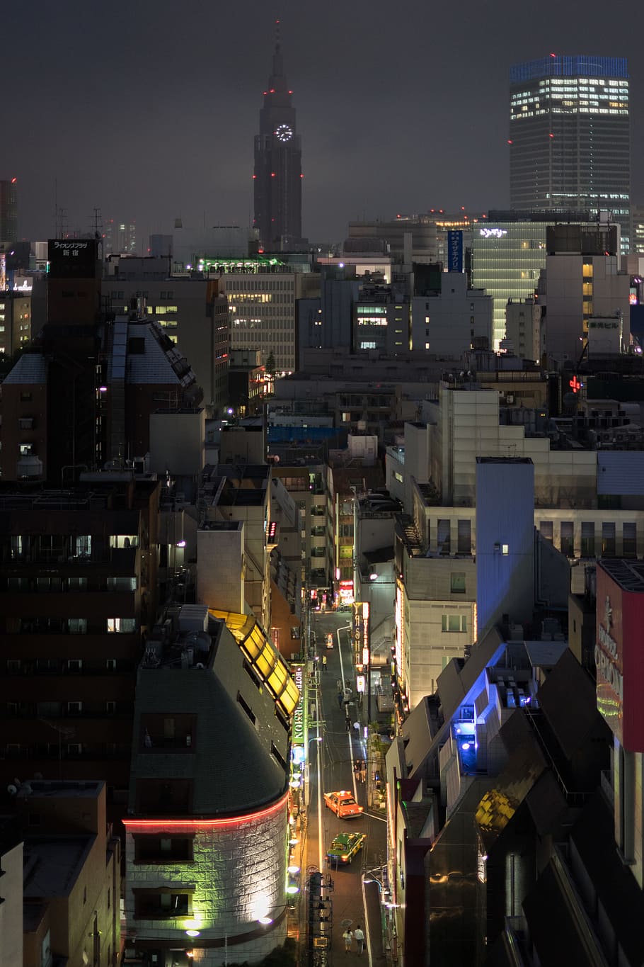Street, Night, Lights, Asia, Car, Japan, shinjuku, street photography, HD wallpaper