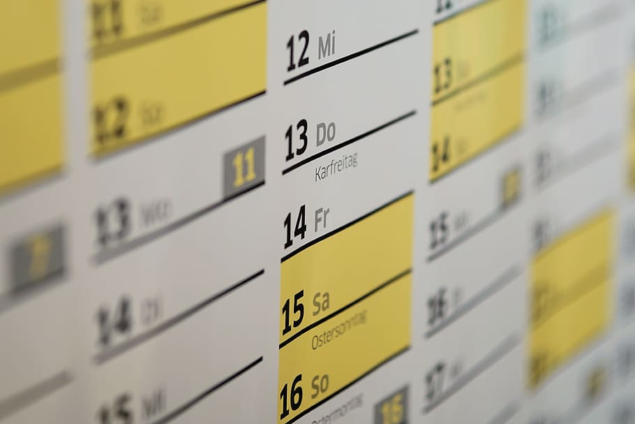 shallow depth of field photo of white and yellow chart, Wall Calendar HD wallpaper
