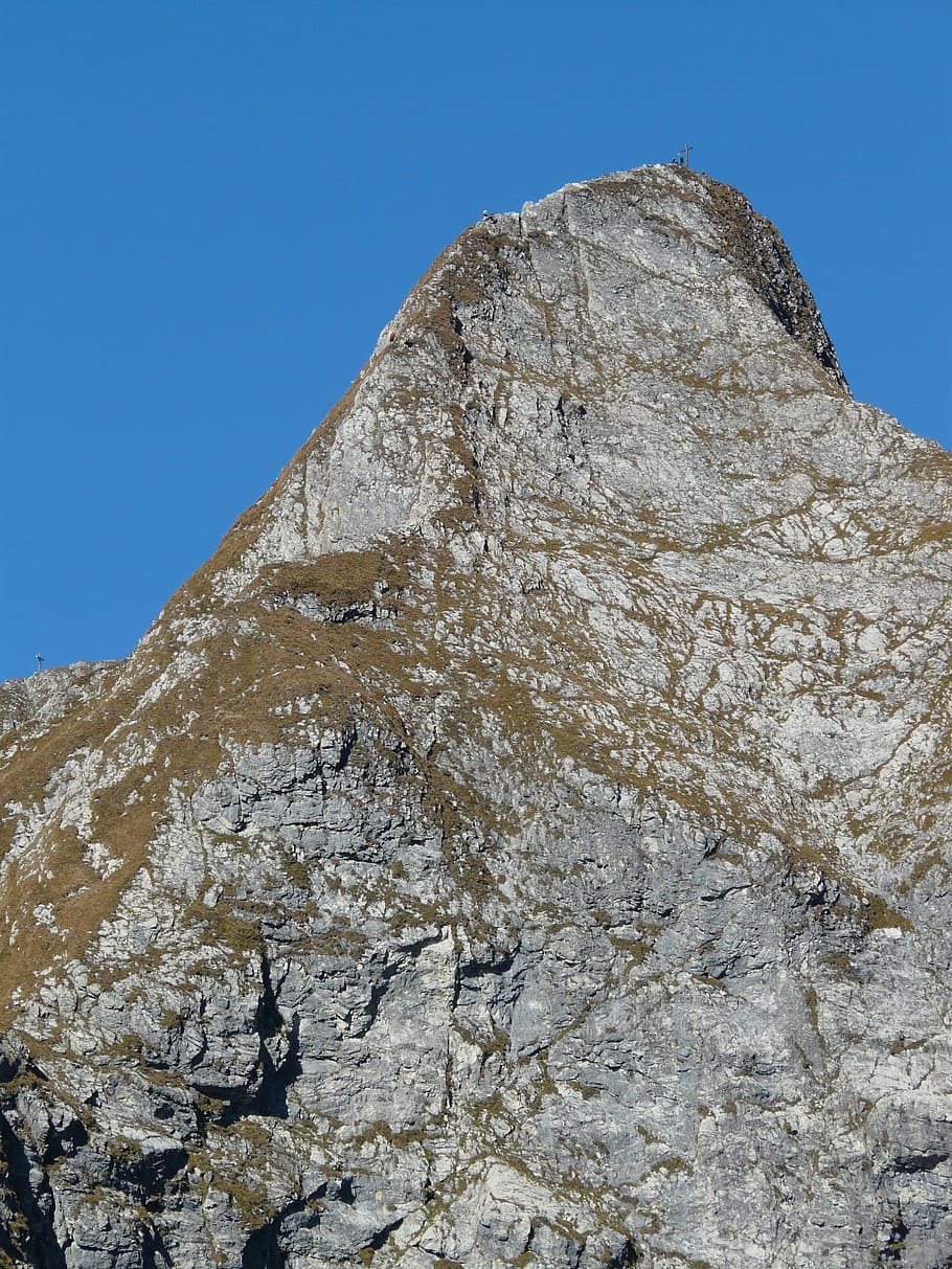 höfats, summit, east summit, summit cross, mountains, ridge, HD wallpaper