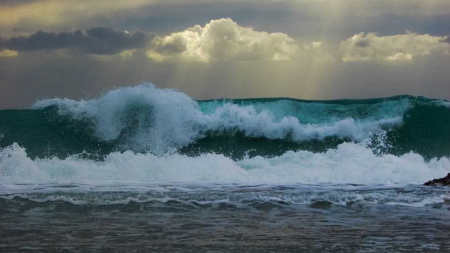 Wave, Smashing, Wind, Storm, Sea, Water, coast, nature, beach HD wallpaper