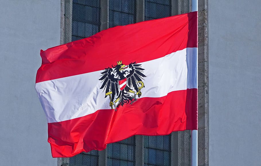 flag, austria flag, patriotism, red, nature, pride, wind, waving, HD wallpaper