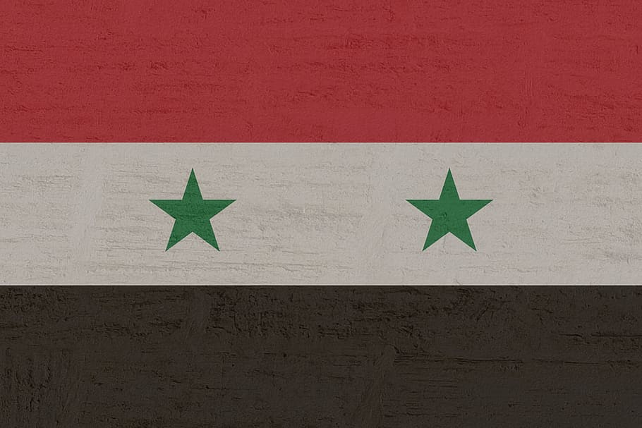 syria, flag, star shape, patriotism, wall - building feature, HD wallpaper